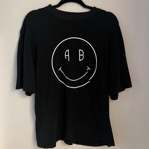ANINE BING L AVI TEE SMILEY IN VINTAGE BLACK